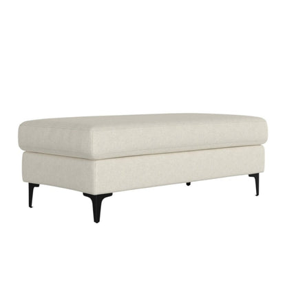 48" Cream and Black Fabric Ottoman