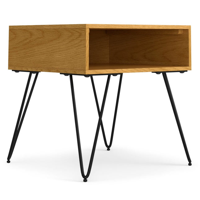 23" Oak Metal Square End Table