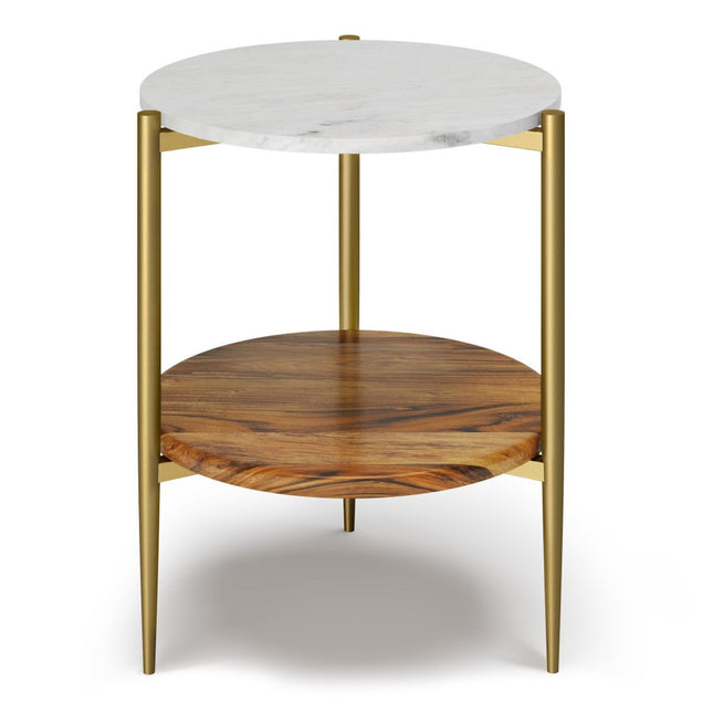 23" White Iron Round End Table