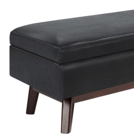 48" Black and Brown Leather Cocktail Ottoman With Storage