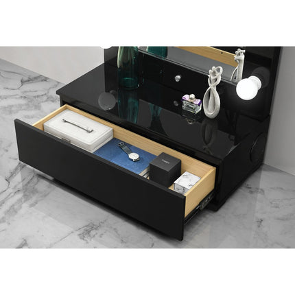 74" Black Wood Lighted Freestanding Framed Full Length Mirror