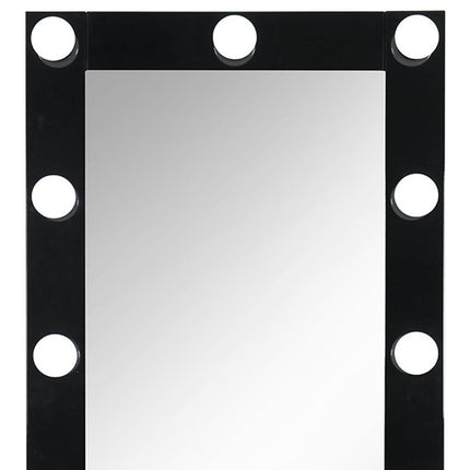 74" Black Wood Lighted Freestanding Framed Full Length Mirror