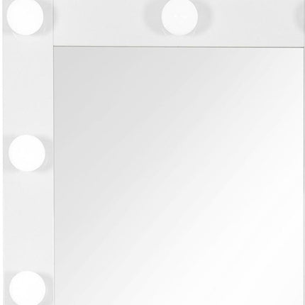 74" White Wood Lighted Freestanding Framed Full Length Mirror