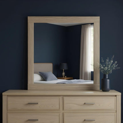 35" Natural Wood Square Frame Mounted Dresser Mirror