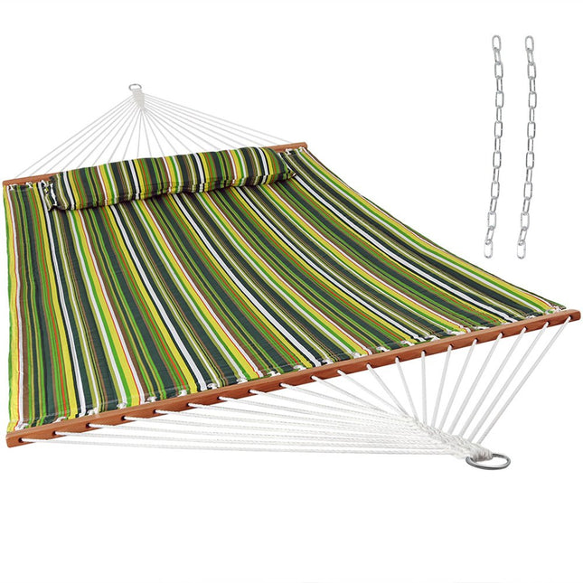 Green And Yellow Striped Double Hammock