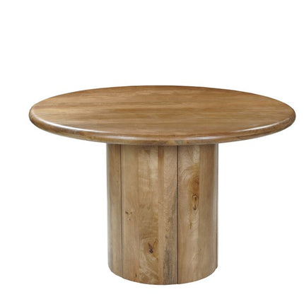 Five Piece Brown Round Solid Wood Dining Set with Four Chairs