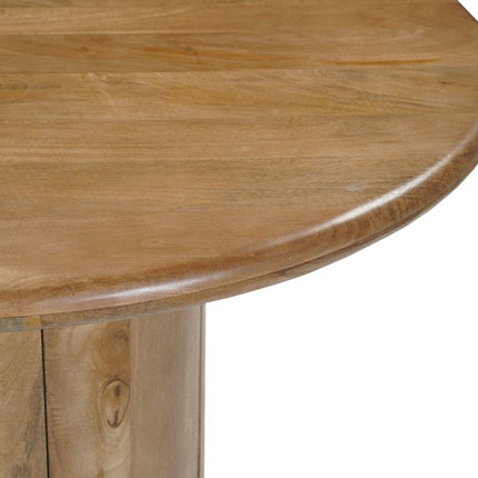 Five Piece Brown Round Solid Wood Dining Set with Four Chairs