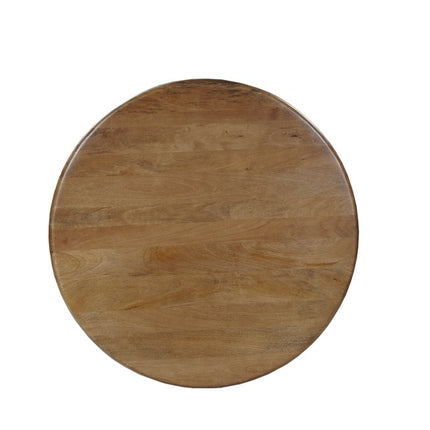 Five Piece Brown Round Solid Wood Dining Set with Four Chairs