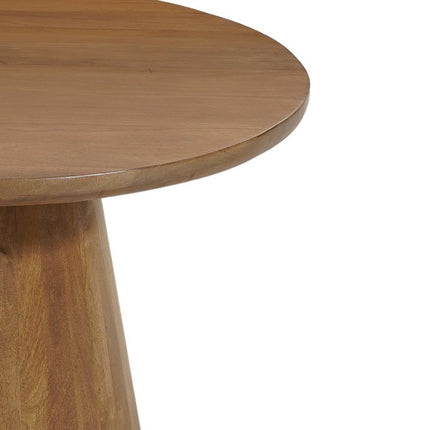 Five Piece Brown Round Solid Wood Dining Set with Four Chairs