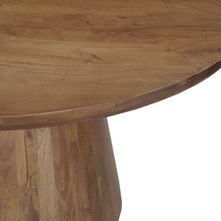 Five Piece Brown Round Solid Wood Dining Set with Four Chairs