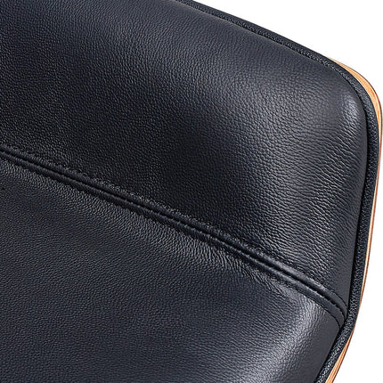 Black Rosewood and Silver Adjustable Height Swivel Rolling Executive Office Chair