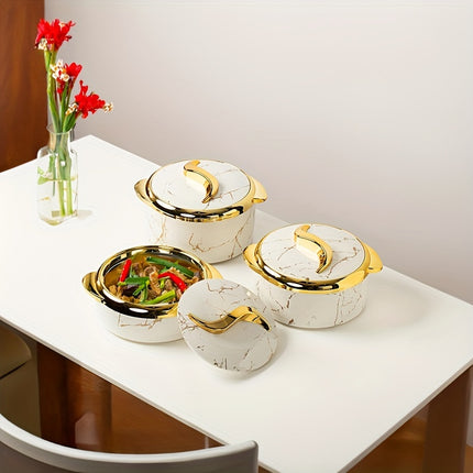 3 Pcs, Golden Touch Food Warmer, Thermal Casserole Dish Set with Lids,