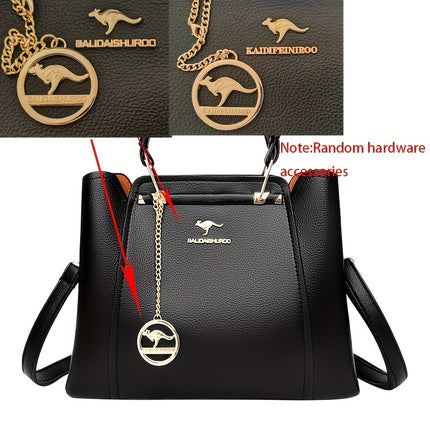 Handbag with Detachable & Adjustable Strap Elegant Solid Color Tote Zipper Closure,