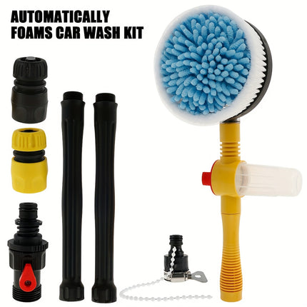 360° Spin Head Long Handle Auto Rotating Car Wash Brush Kit - Multifunctional