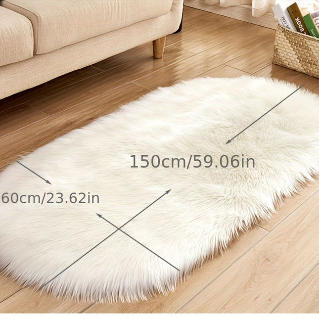 1pc Luxurious Plush Faux Fur Area Rug, Soft Velvet Long Pile, Machine Washable,
