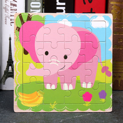 Large Wooden 9-piece Flat Puzzle Toy For Children