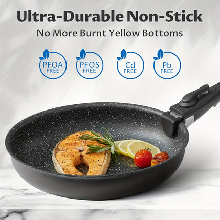 Cookware Set 10pcs, Nonstick Pots and Pans Set with Removable Handles, for All Hobs, Stackable Design
