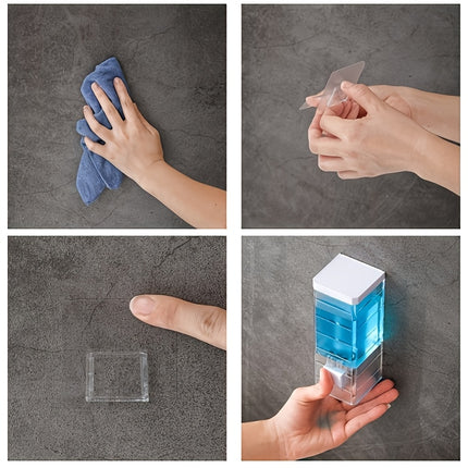 1 Manual Push-Button Wall-Mounted Soap Dispenser - Sleek transparent striped design,