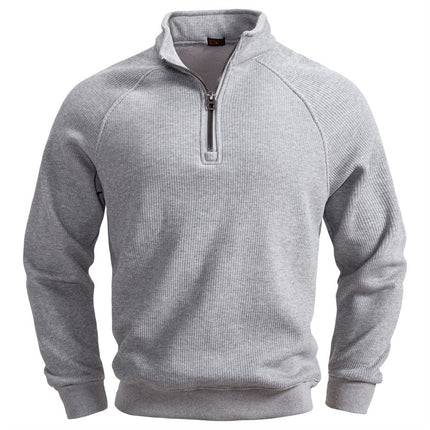 Zipper Sweater Stand-up Collar All-match Fleece Men's Sweater Top