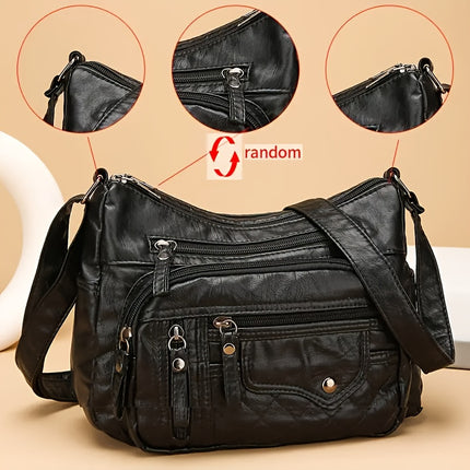 Fashionable Large Capacity PU Shoulder Bag Multifunctional Crossbody Bag