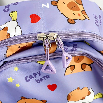 A Cute Capybara Patterned Backpack with Large Capacity, Stylish for School And Travel, a Perfect Double Shoulder Bag.