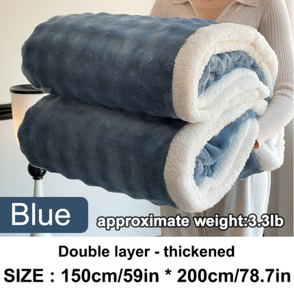 1pc Large Size Double Layer Thickened Blanket/Quilt for Winter Bed Faux Rabbit Fur Flannel Blanket