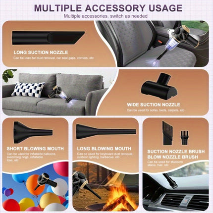 Handheld Vacuum Cleaner, USB Rechargeable, Wireless, with LED Display