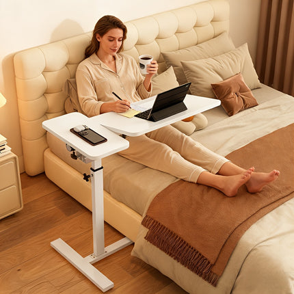 Height-Adjustable Laptop Desk with Tilting Desktop & Hidden Wheels