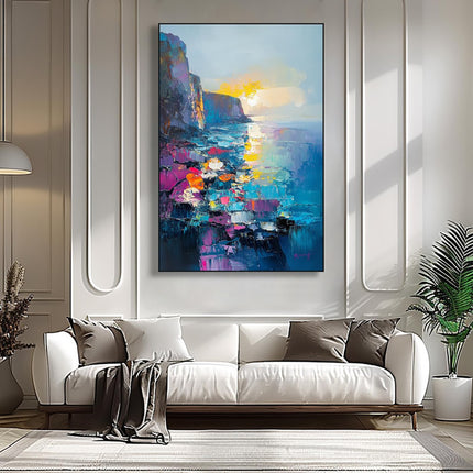 Handmade Oil Painting Canvas Wall Art Decoration Abstract Mediterranean Scenery Pictures For Home Decor Rolled Frameless Unstretched Painting