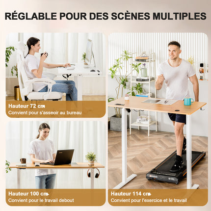 Electric Sit-Stand Desk 160 x 70, Height-Adjustable Table with 2 Memory Settings for Office and Bedroom