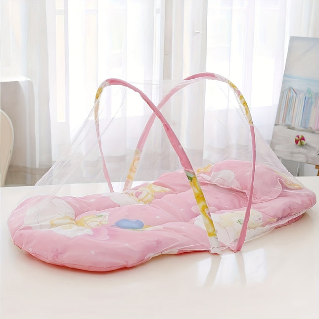 Kids Mosquito Net Tent with Fall Protection - Alloy Frame Portable Sleeping Canopy - Foldable Pop-Up Anti-Mosquito Net for Ages 3 to 6 - Polyester Mesh with Enhanced Safety Features