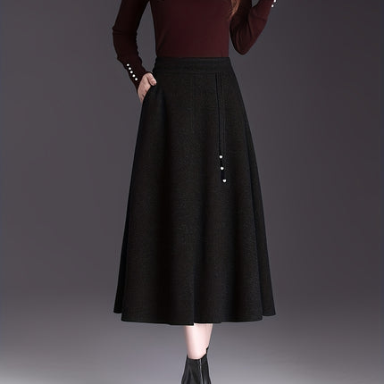 A Thick Midi Skirt for Autumn And Winter, Featuring a High Waist That Is Loose And Flattering