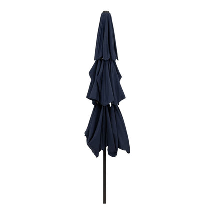 96" Dark Blue Polyester Octagonal Tilt Lighted Market Patio Umbrella