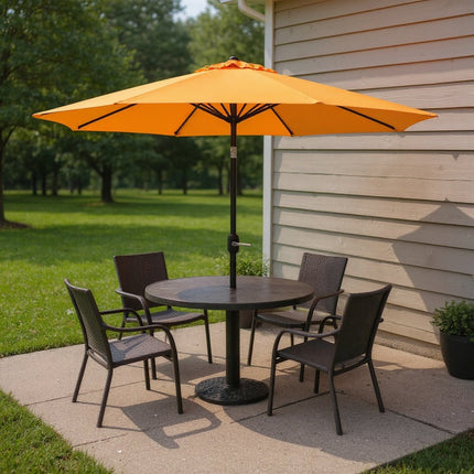 96" Gold Polyester Octagonal Tilt Market Patio Umbrella