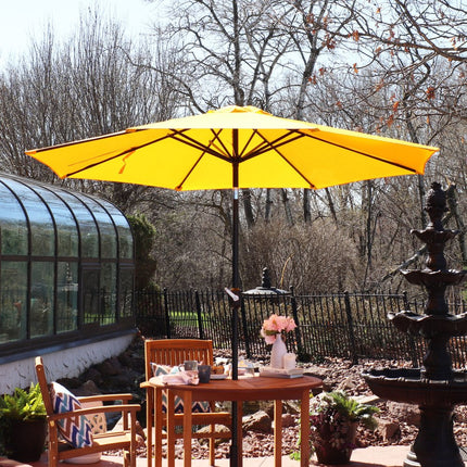 96" Gold Polyester Octagonal Tilt Market Patio Umbrella