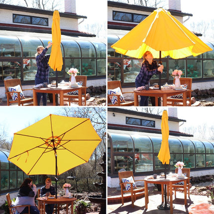 96" Gold Polyester Octagonal Tilt Market Patio Umbrella
