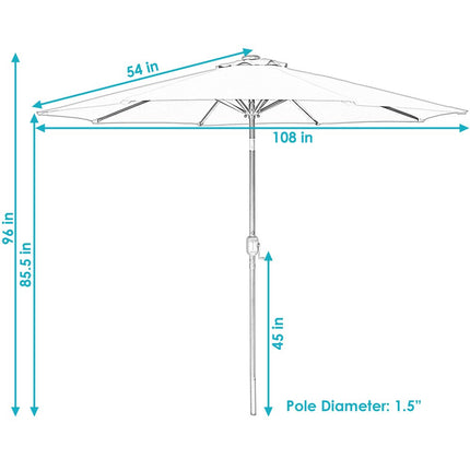96" Red Polyester Octagonal Tilt Lighted Market Patio Umbrella