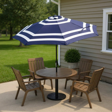 91" Dark Blue Polyester Octagonal Tilt Market Patio Umbrella