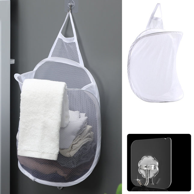 Foldable Laundry Baskets Sub-bathroom With Clothes Hanger Bags Home Wall-mounted