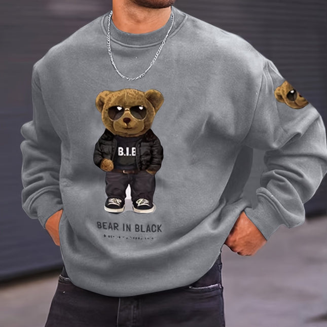 STAY WILD Print Trendy Sweatshirt, Men's Casual Graphic Design Crew Neck Pullover Sweatshirt for Fall Winter