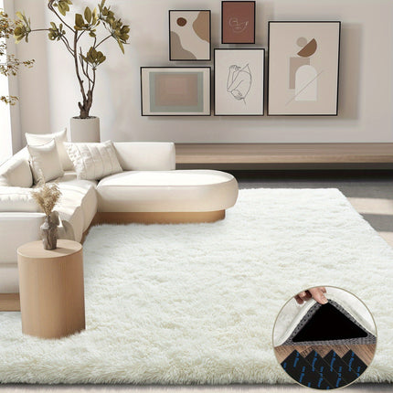 New ultra-soft Nordic long-haired carpet, white and black, pet-friendly, non-slip
