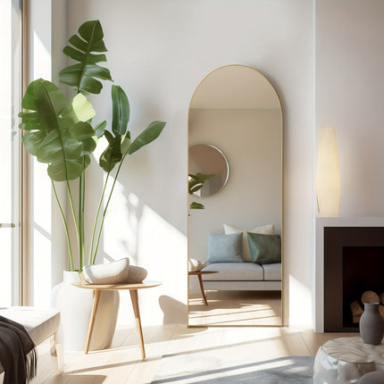 Full Length Mirror, Full Body Mirror With Stand, Hanging Or Leaning For Wall, Aluminum