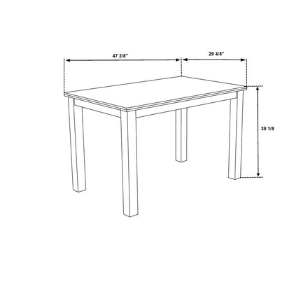 Five Piece White and Black Faux Marble Dining Set with Four Chairs