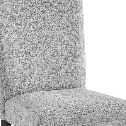 Set of Two Light Gray and Black Upholstered Fabric And Wood Dining Side Chairs