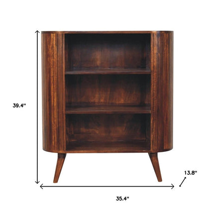 39" Chestnut Solid Wood Three Tier Bookcase