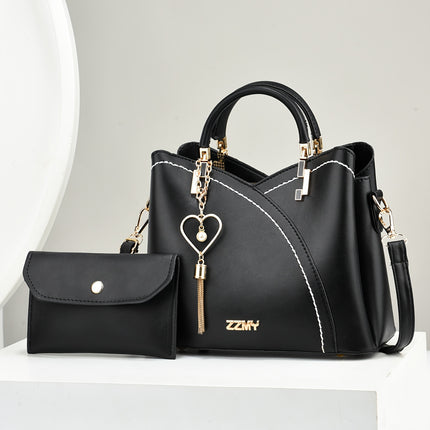 Women's Elegant Handbag And Crossbody Purse Combo - Fashion Colorblock Tote Bag