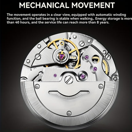 A Stylish Automatic Mechanical Watch for Men with a Calendar, Luminous Hands