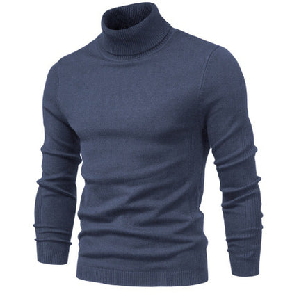 Men's Solid Color Slim Pullover Turtleneck Sweater Winter Casual Tops Clothing
