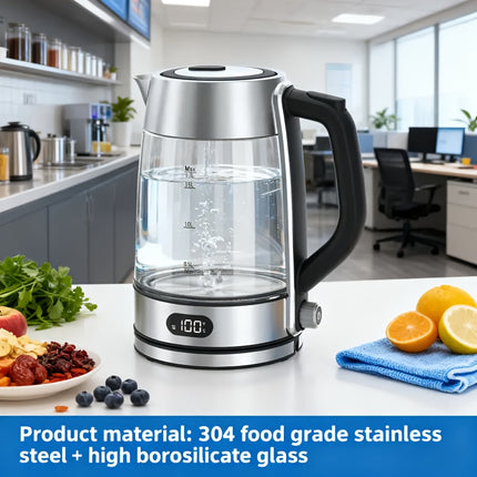 Electric Kettle with Precise Temp Control, Hot Water Kettle, 304 Food-Grade SS & Borosilicate Glass