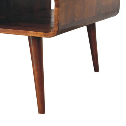 47" Chestnut Solid Wood Coffee Table With Two Drawers And Two Shelves